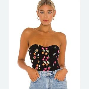 NWT! Lovers and friends x Revolve Floral Black Strapless bodysuit Top